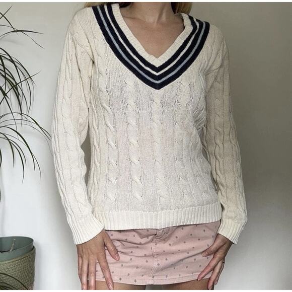 Polo Ralph Lauren Cricket Cable Knit Sweater Women's M Old Money Preppy Ivory - Picture 8 of 9